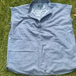 Heathered denim scrub top